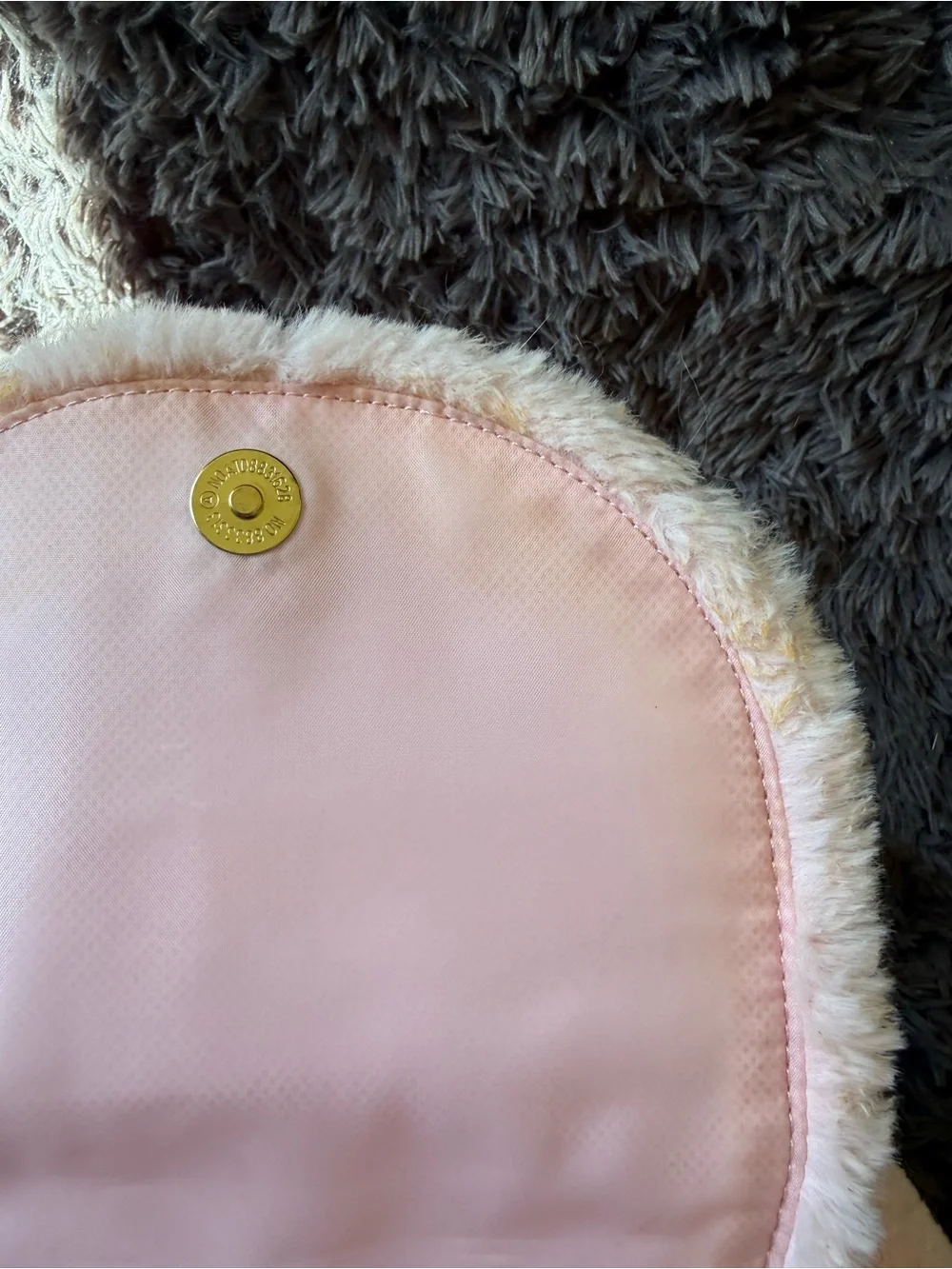 Furry blush pink backpack